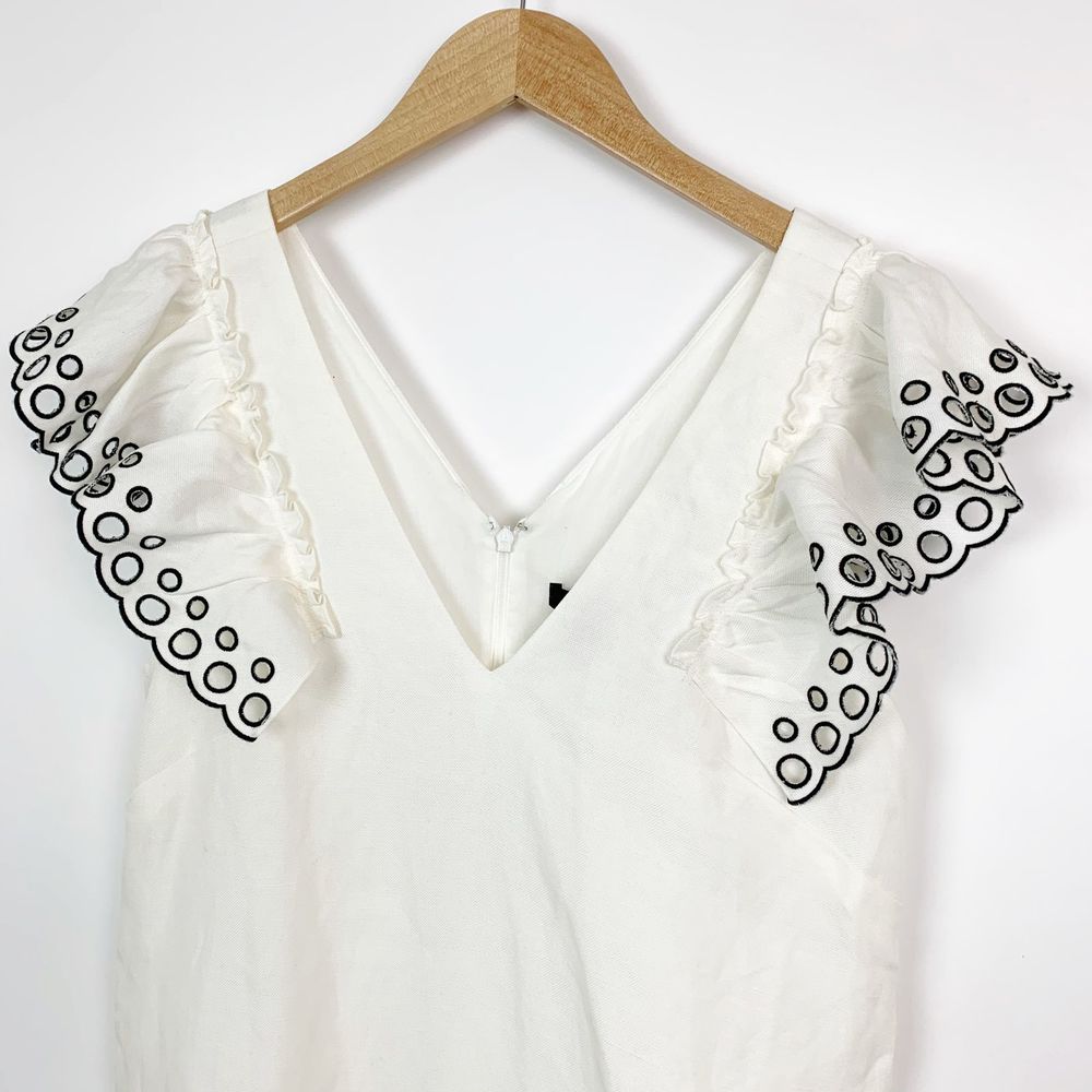 J. Crew White Eyelet Flutter-Sleeve V-Neck Dress - Picture 4 of 7